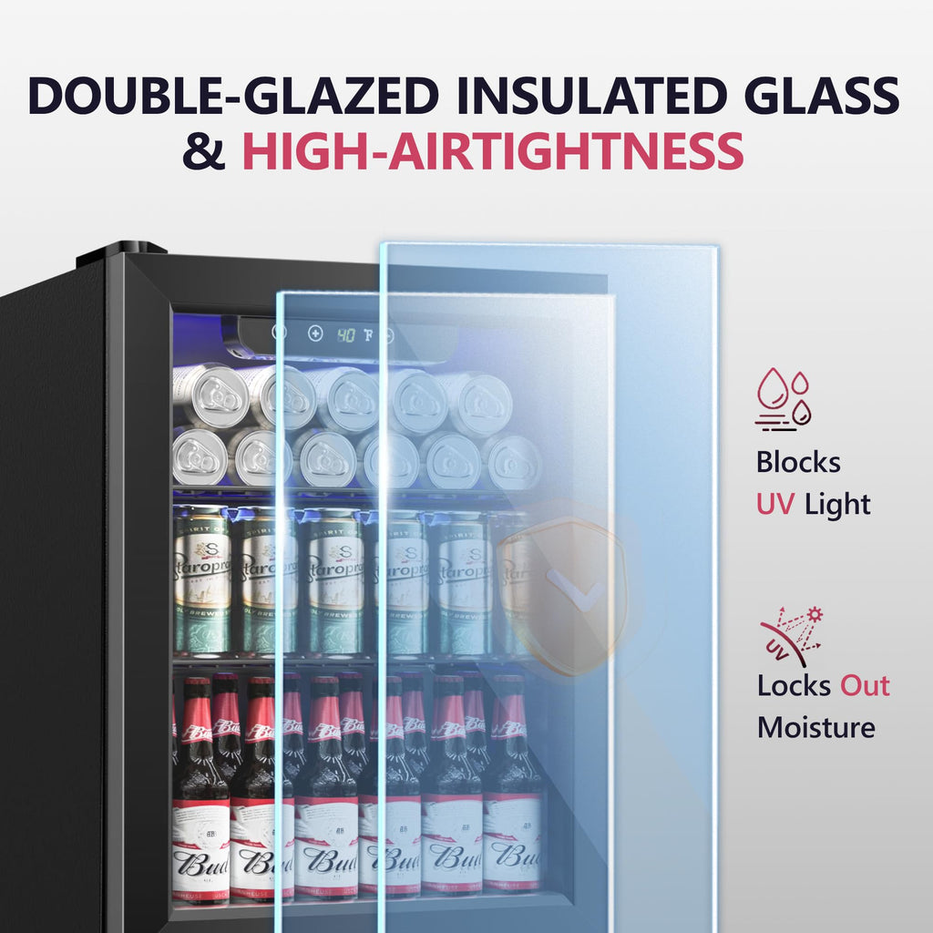 Icyglee 3.2 Cu.Ft Beverage Refrigerator Cooler, 126 Can Mini Fridge,Silver Jansha Store