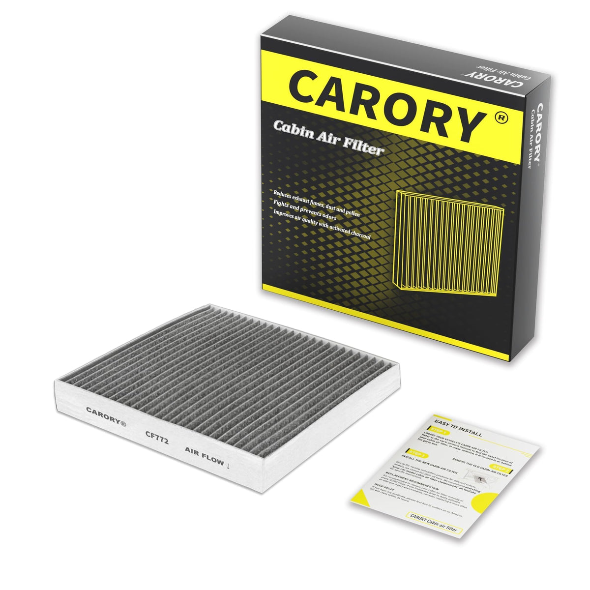 CARORY Cabin Air Filter w/Activated Carbon for Honda Accord 2003–2022, Civic 2006–2015, CR-V 2007–2016, Odyssey 2005–2017, Pilot 2009–2022, Ridgeline 2006–2025, Acura MDX 2007–2020, and More, CF134 Jansha Store