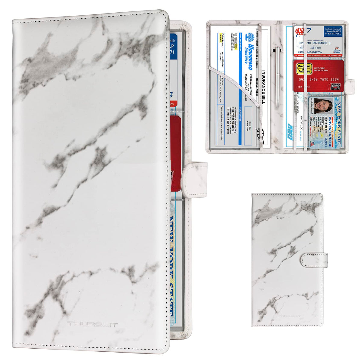 TOURSUIT Car Registration and Insurance Card Holder, Marble Black Jansha Store