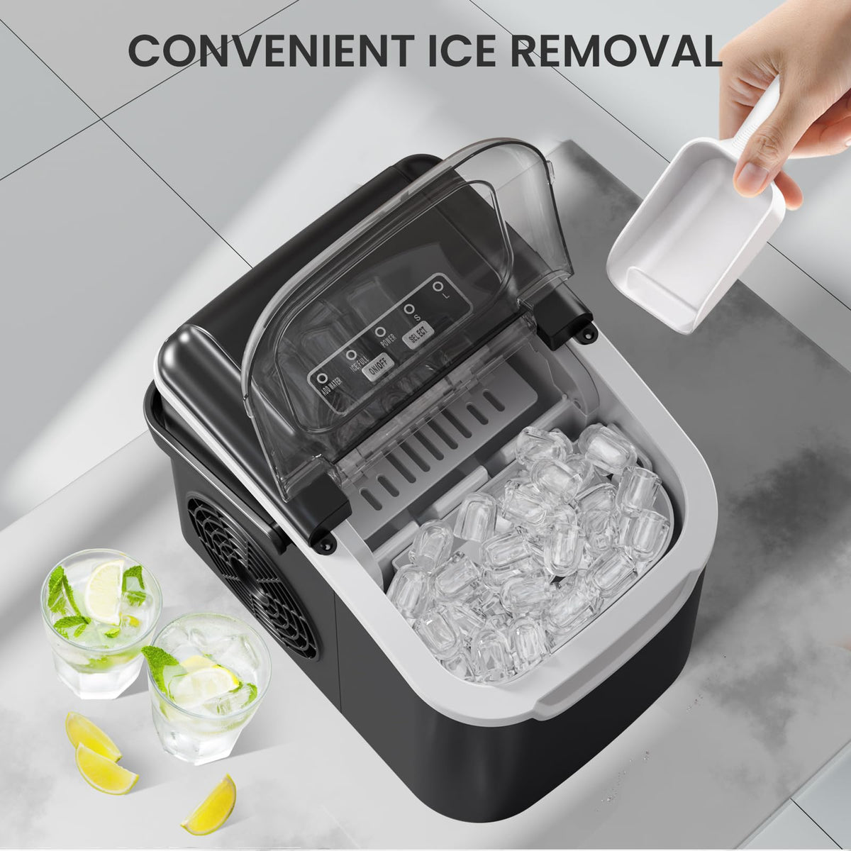 Crzoe Countertop Ice Maker, 26Lbs/24H, 2 Sizes of Ice, Self-Cleaning,Green Jansha Store