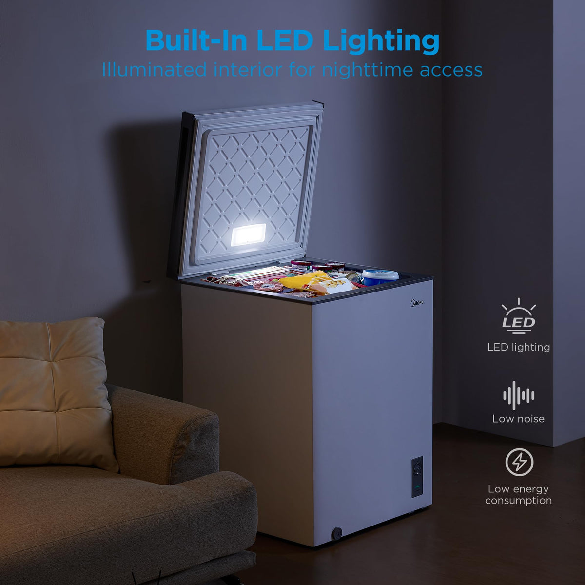 Midea 3.5 Cu.ft Chest Freezer, Fridge Freezer Convertible with LED Light Jansha Store