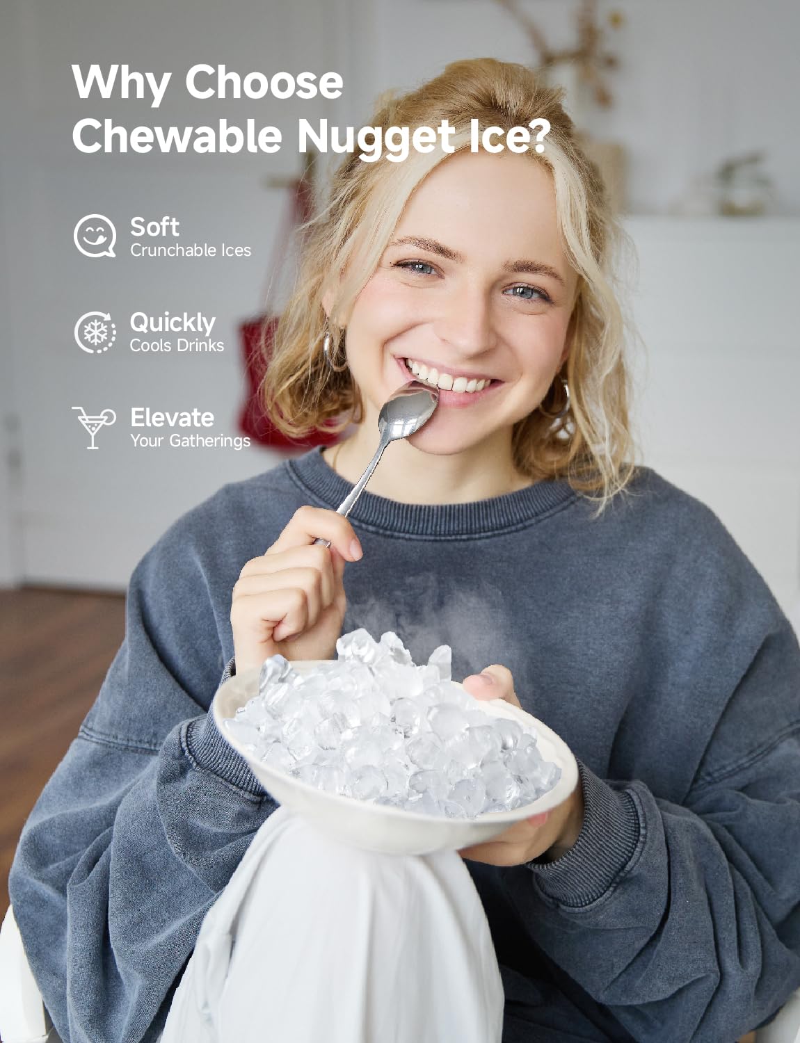EUHOMY Nugget Ice Maker Countertop, 40Lbs/24H Sonic Ice Maker Machine, Self-Cleaning Pellet Ice Makers with Ice Scoop&Basket, Countertop Pebble Ice Maker for Home/Kitchen/Office Jansha Store