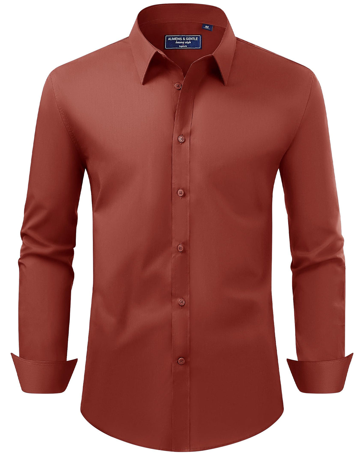 Alimens & Gentle Men's Dress Shirt Regular Fit Stretch Stain Shield Long Sleeve Solid Business Wedding Button Down Shirts Jansha Store