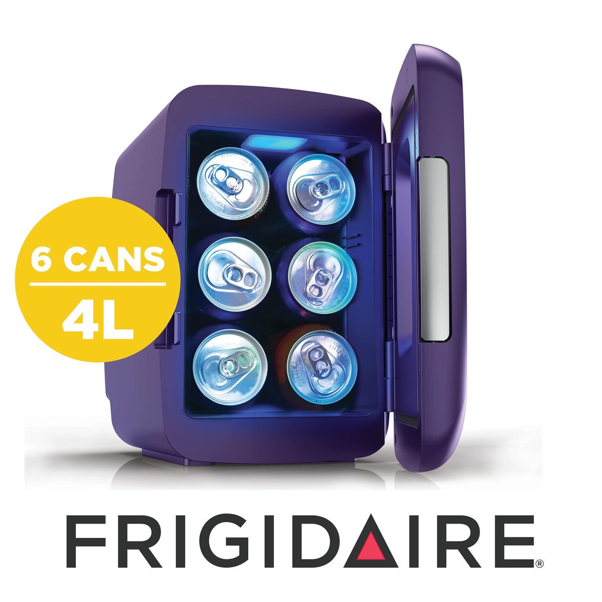 Frigidaire Gaming Light Up Mini Beverage Refrigerator, 6 can, 4 liters, Cooler with large see through door and LED lights Perfect for Gaming Experience, Home, Office, or Cars.12V Charger (Blue) Jansha Store