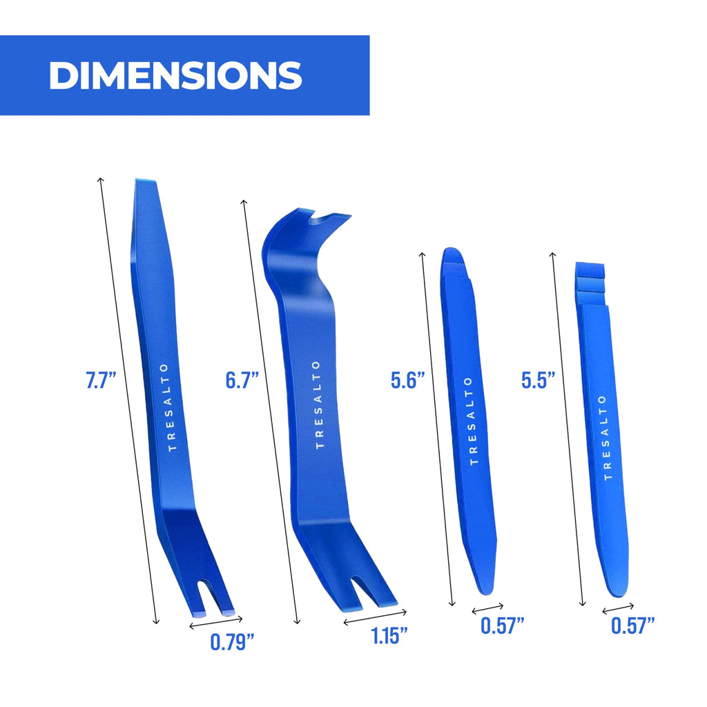 Tresalto Auto Trim Removal Tool Kit - 5 Piece set for Dash, Door Panel, Clip Remover - Scratch-Resist Nylon Pry Tools for Interior Car Trims Work - Panel Prying Tools Included - Blue Jansha Store