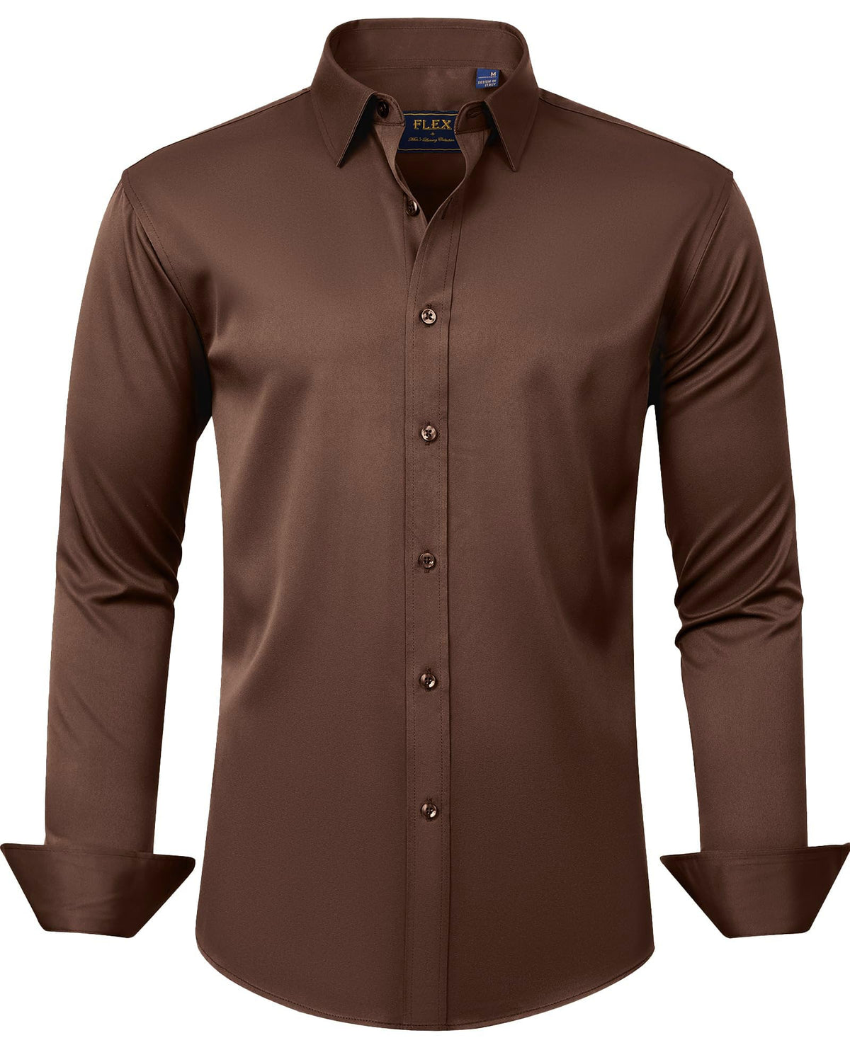 Men's long sleeve stretch shirt fabric and seam close-up
