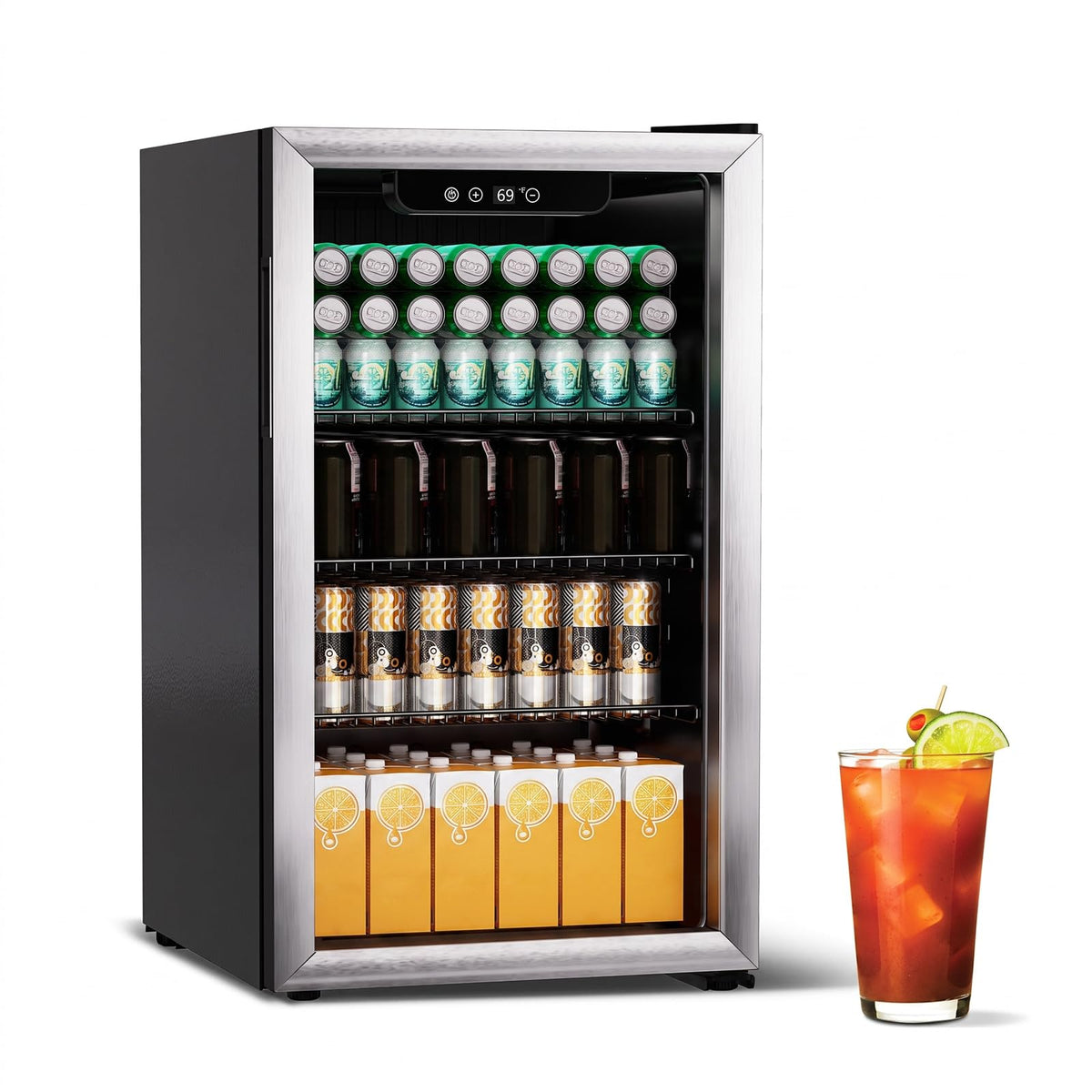 DOGHLY 1.7 Cu.ft Mini Fridge Glass Door, 72 Cans Beverage Refrigerator Jansha Store