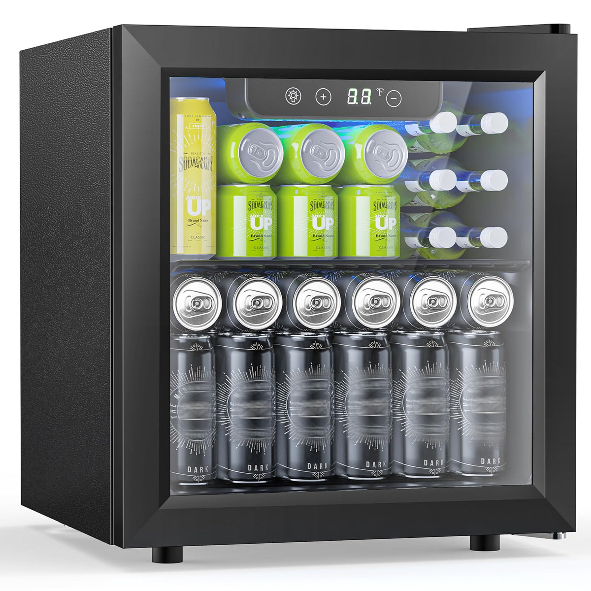 Electactic Wine Cooler 37 Bottle Freestanding Fridge with Stainless Steel Reversible Glass Door, 145 Can Beverage Refrigerator Quiet Compressor for Home Kitchen Bar, 4.5 Cu.ft Silver Jansha Store