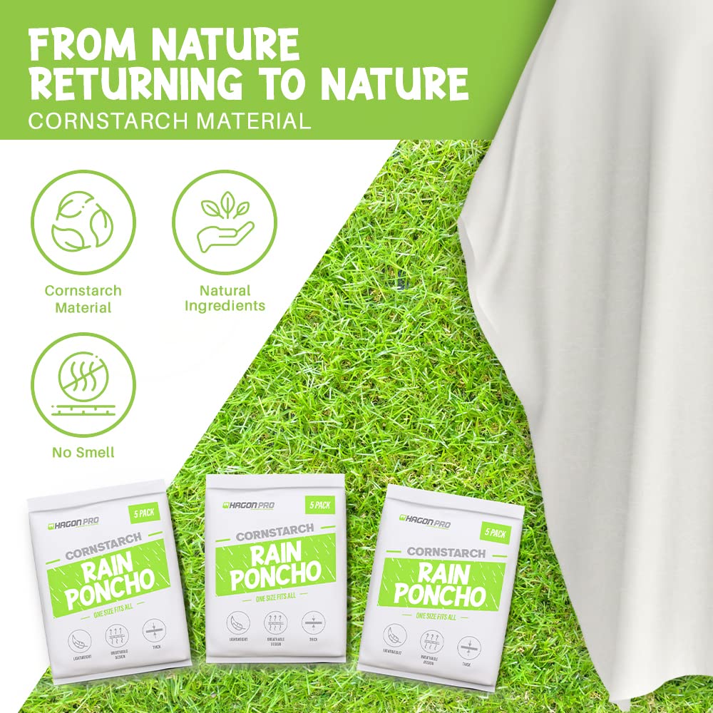 Hagon PRO Disposable Rain Ponchos for Adults, Hooded Poncho, Family 5 Pack Jansha Store