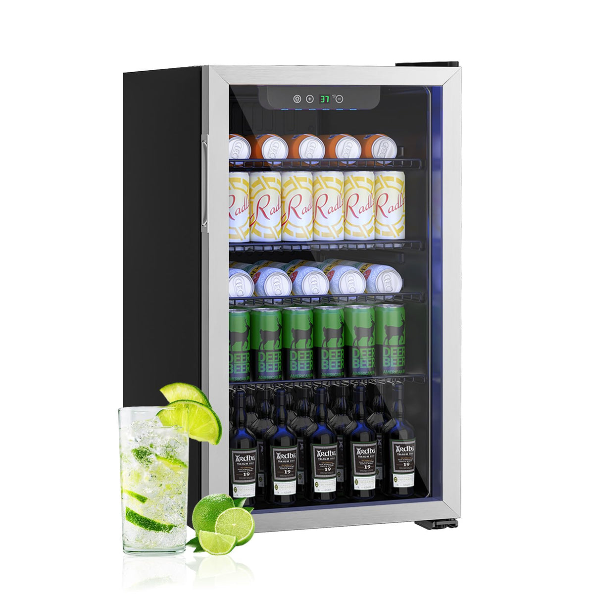 Erivess 24 Can Mini Fridge, 0.6 Cu.ft Beverage Refrigerator Cooler, Black Jansha Store