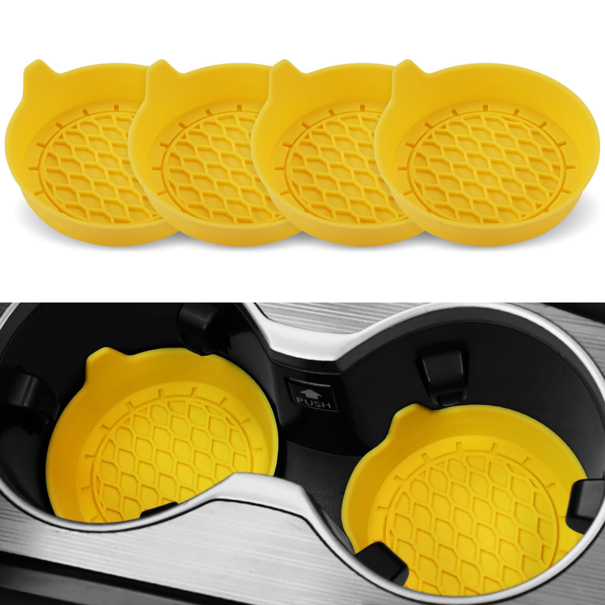 SINGARO Car Cup Holder Coaster, Silicone Cup Holder Insert, Universal Non-Slip Cup Holders, Car Accessories Interior for Women and Man Interior Sets 4 Pack Black Jansha Store