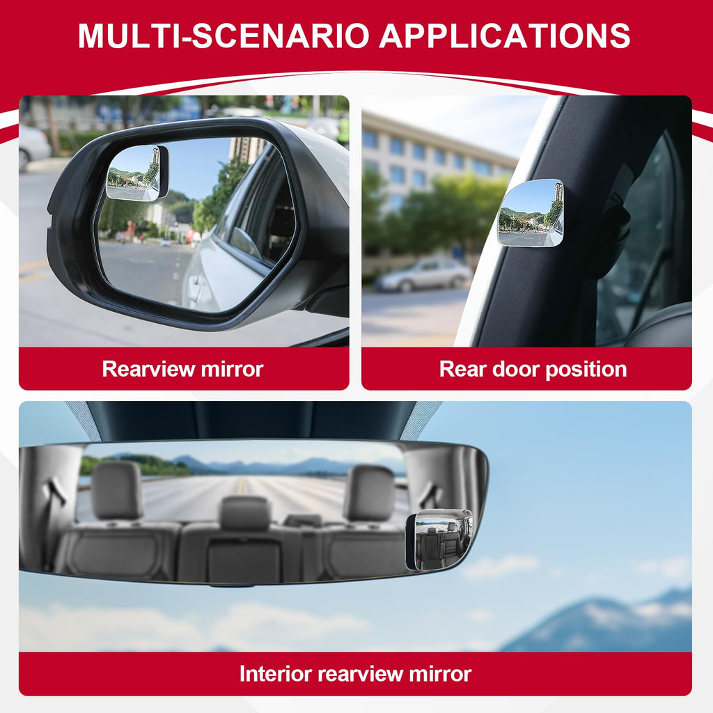 LivTee Blind Spot Mirror, 2" Round HD Glass Frameless Convex Rear View Mirrors Exterior Accessories with Wide Angle Adjustable Stick for Car SUV and Trucks, Pack of 2 Jansha Store