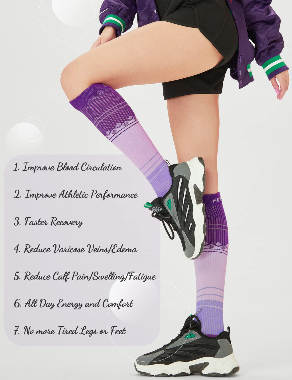 FITRELL 3 Pairs Compression Socks for Women and Men 20-30mmHg-Circulation Support Socks Jansha Store