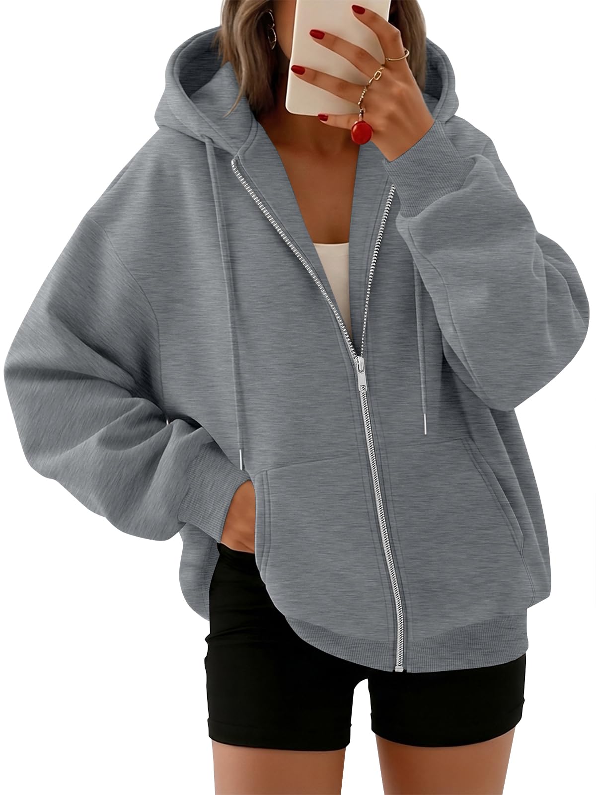 Trendy Queen Womens Oversized Zip Up Hoodies Y2K Fall Sweatshirts 2026 Jansha Store
