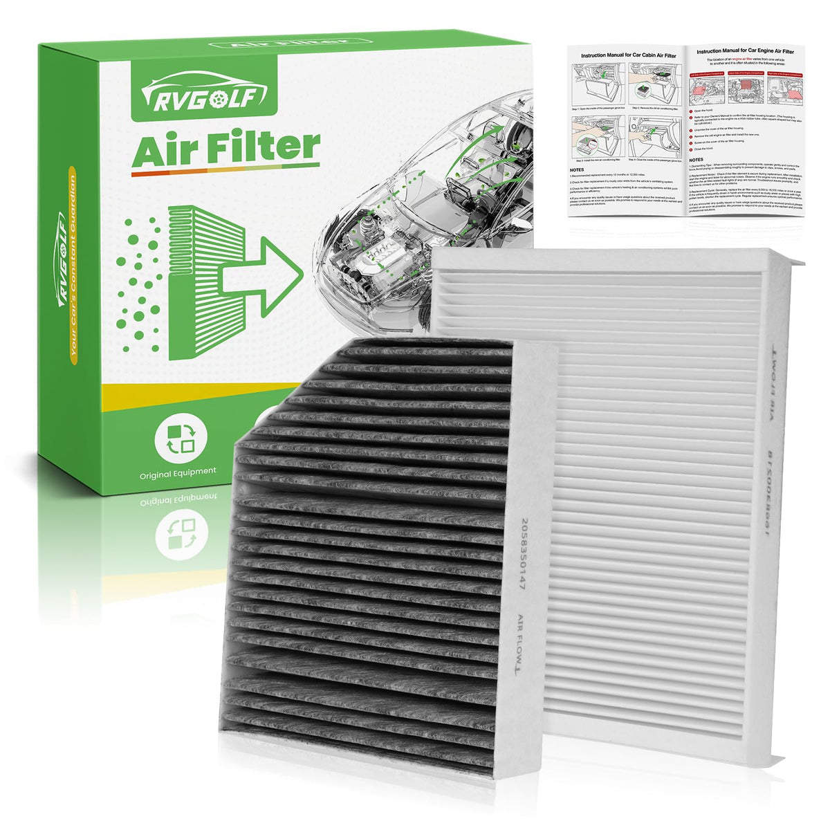 Not for Hybrid, Engine+Cabin Air Filter Fit 2015-2019 Sonata 2.4L (Gas) Jansha Store