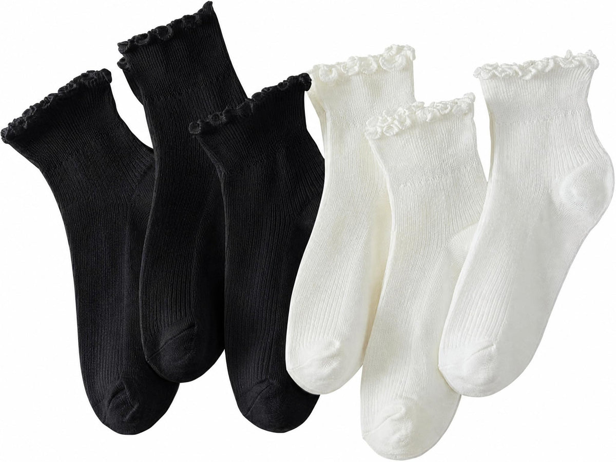 Hstyle 6 Pairs of Ruffle Socks Women, Cute Ruffle Ankle Socks Jansha Store