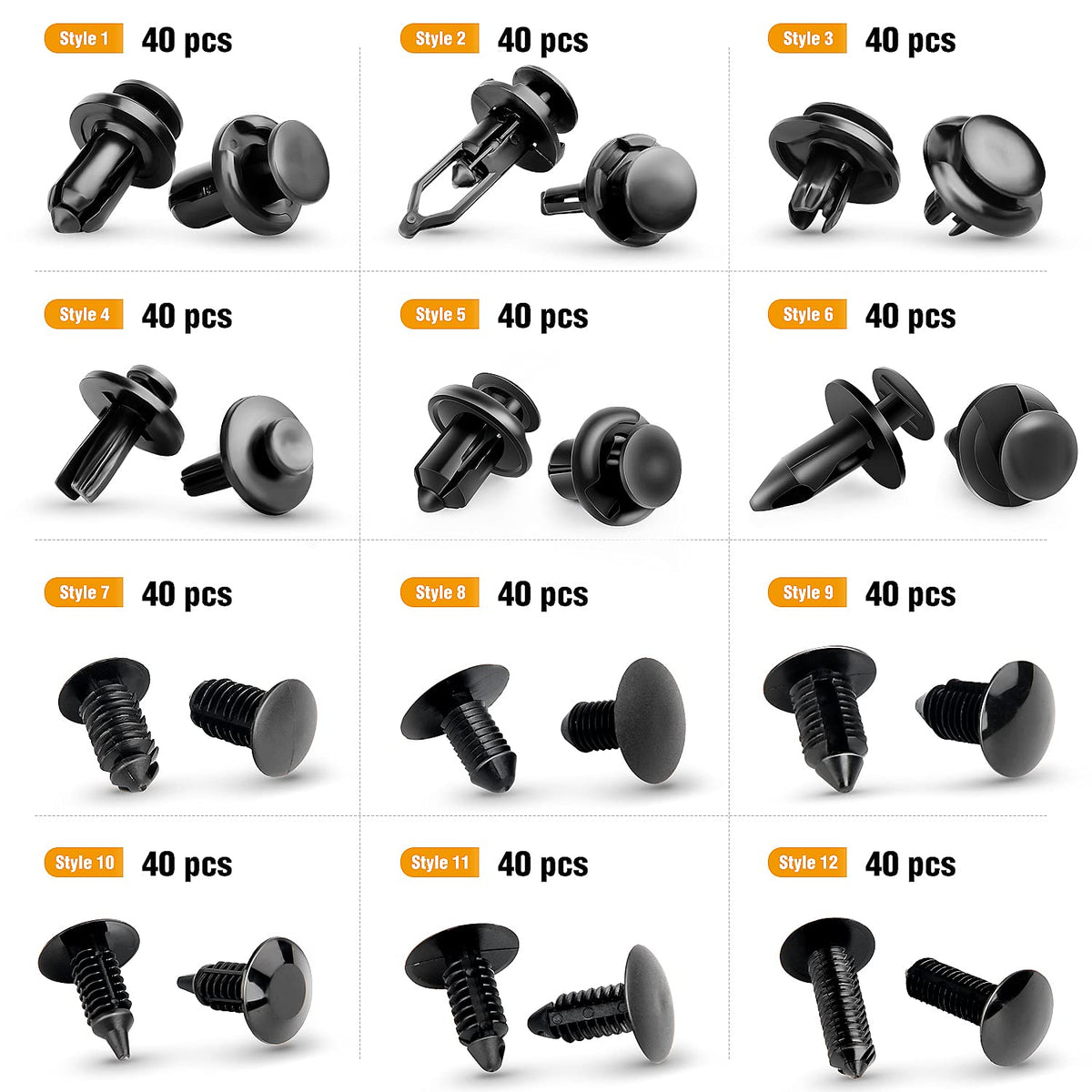 GOOACC 240PCS Bumper Retainer Clips Car Plastic Rivets Fasteners Push Retainer Kit 12 Popular Sizes Auto Push Pin Rivets Set -Door Trim Panel Fender Clips for GM Ford Toyota Honda Chrysler Jansha Store