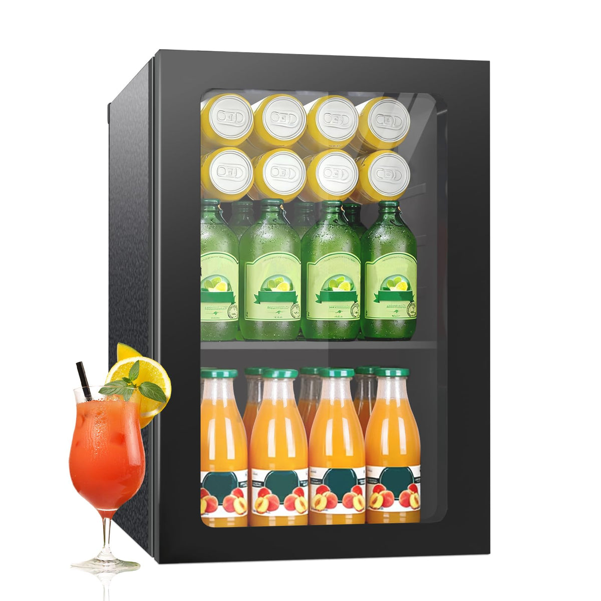Erivess 24 Can Mini Fridge, 0.6 Cu.ft Beverage Refrigerator Cooler, Black Jansha Store
