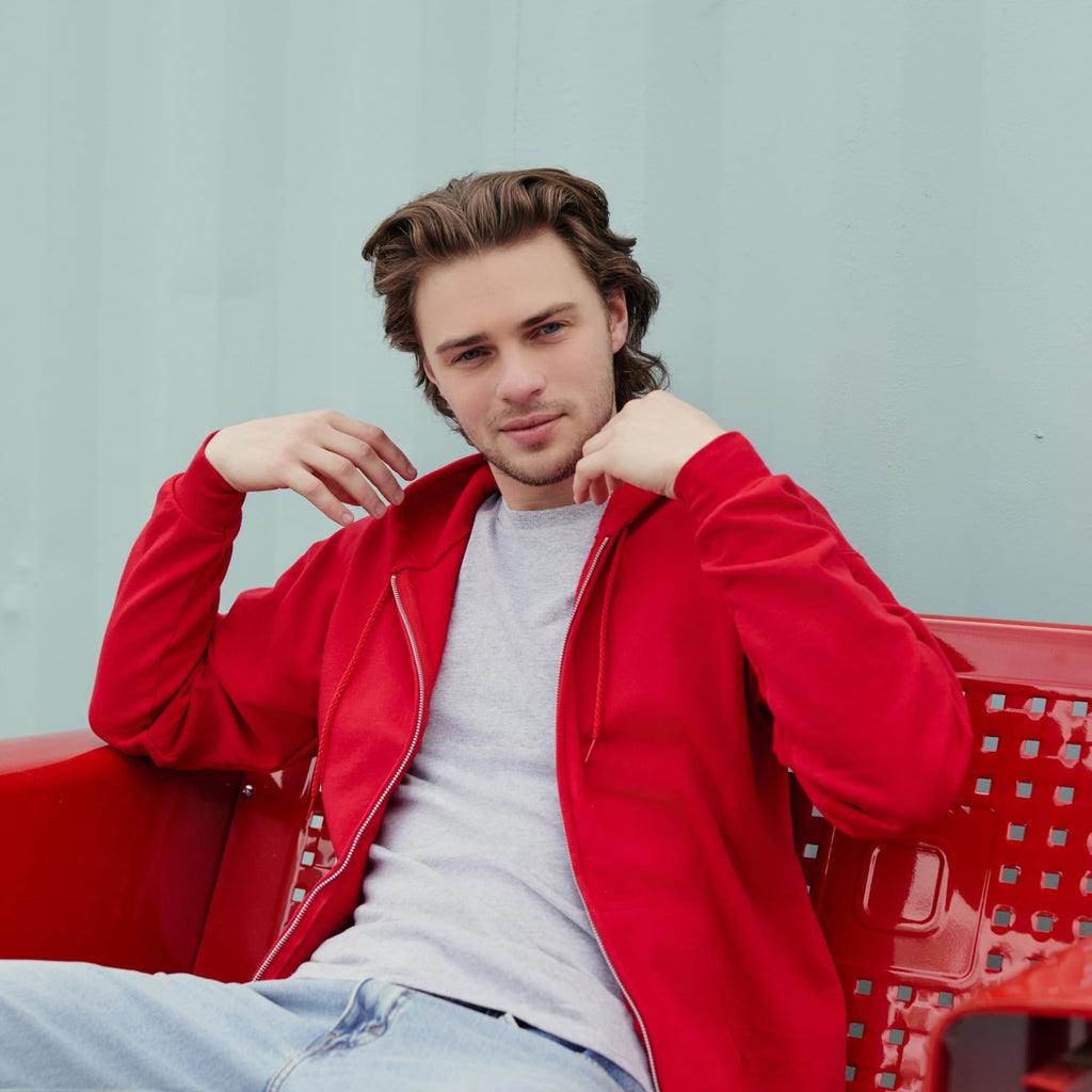 Close-up of the ribbed cuff on the sleeve of the fleece full-zip hoodie