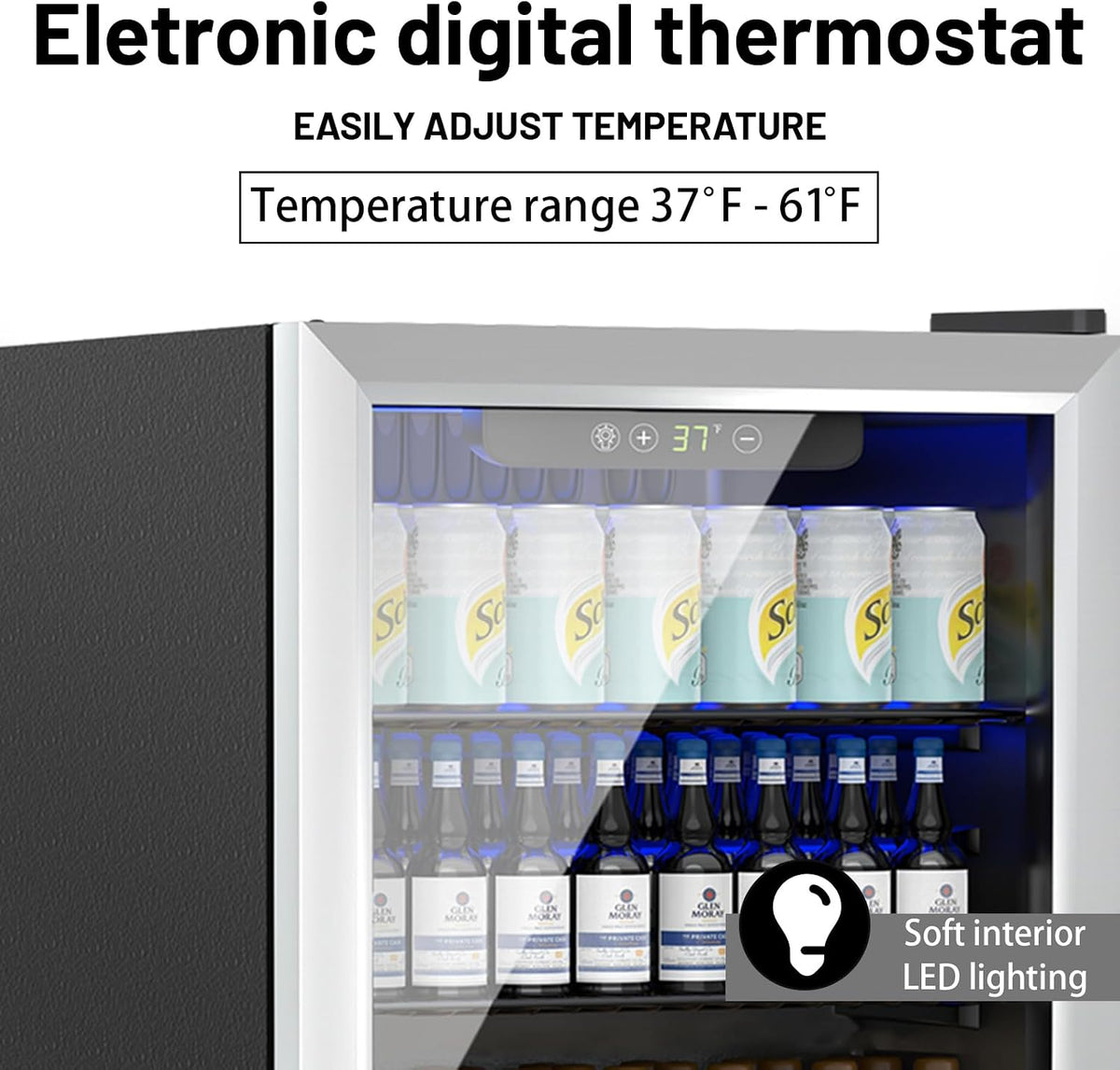 DOGHLY 1.7 Cu.ft Mini Fridge Glass Door, 72 Cans Beverage Refrigerator Jansha Store