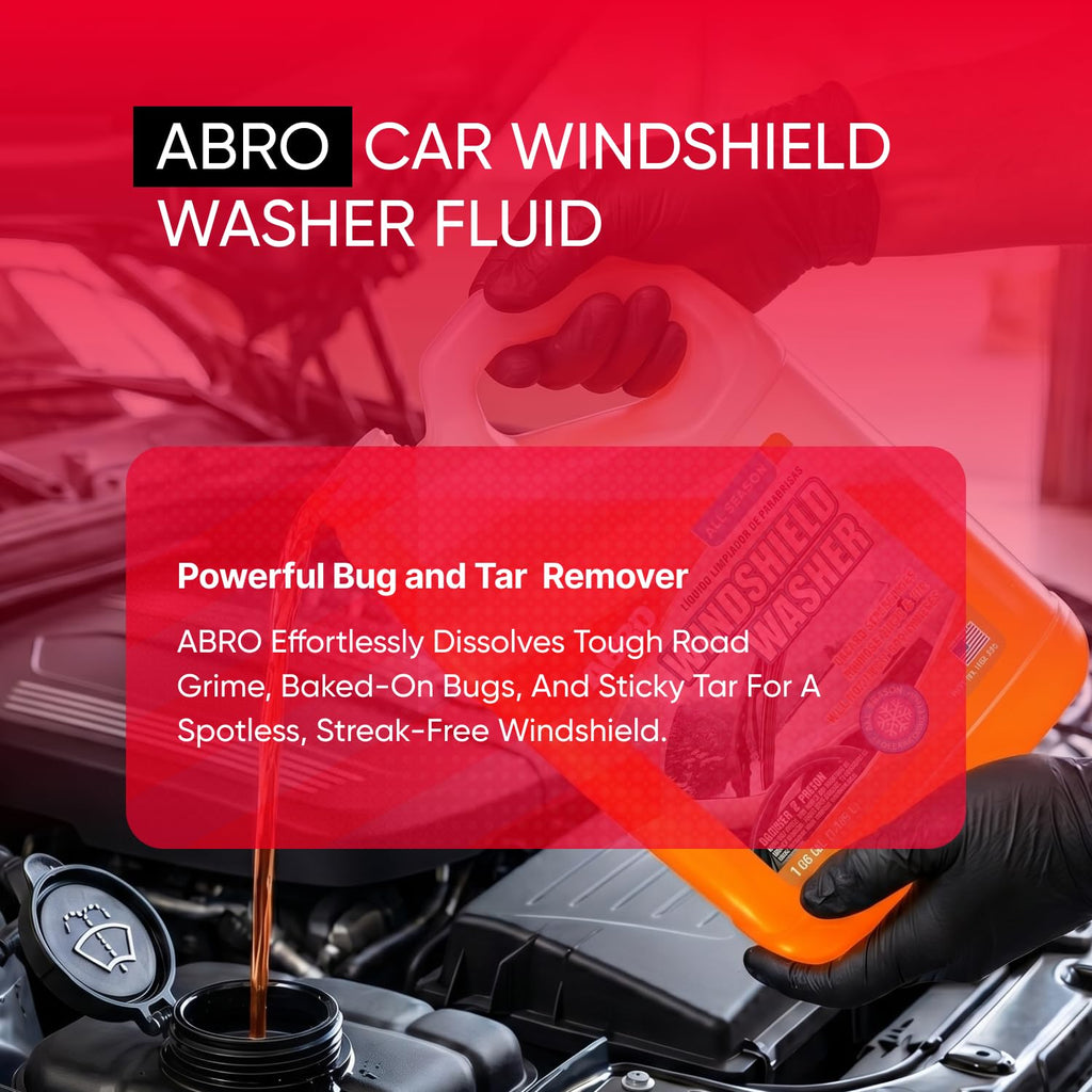 ABRO Windshield Washer Fluid 1 Gallon, Streak-Free Bug Remover, 1 Pack Jansha Store