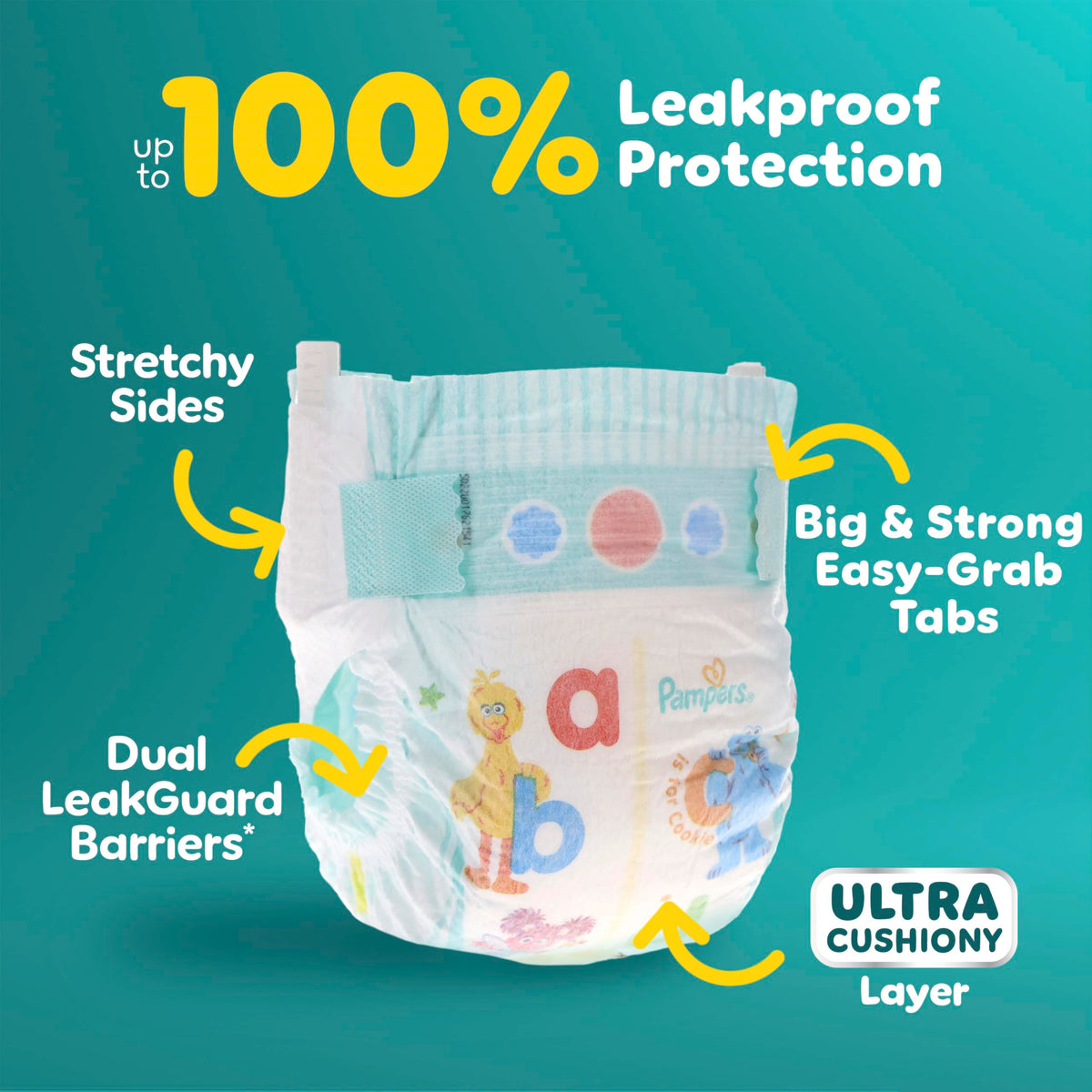 Pampers Baby Dry Ultra Cushiony Diapers, Size 3 (13-26 lbs), 104 Count, Up to 100% Leakproof (Packaging May Vary) Jansha Store