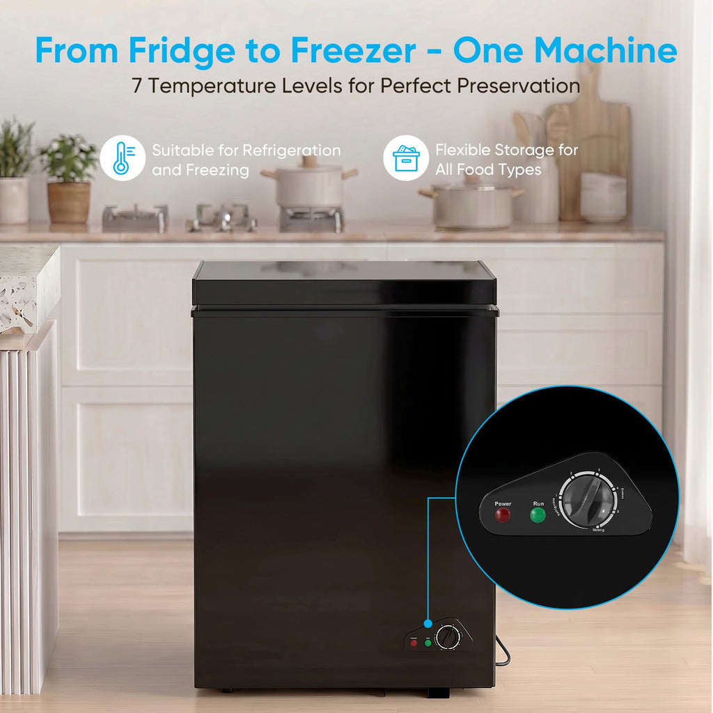 TABU 5.0 Cubic Feet Chest Freezer, Compact Deep Freezer, Black Jansha Store