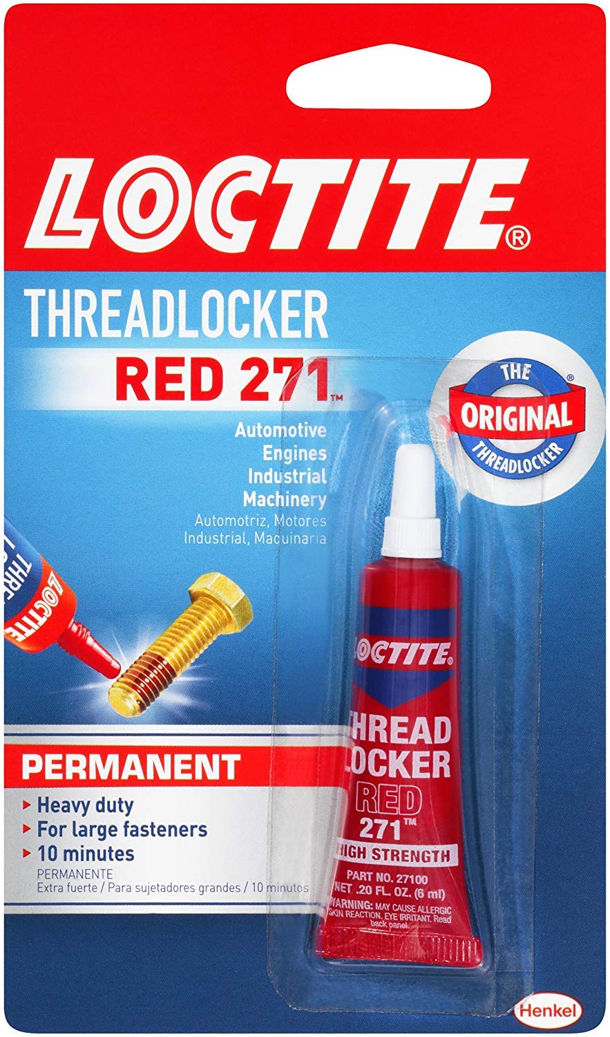 Loctite Threadlocker Blue 242 - Removable Thread Lock Glue for Nuts, Bolts, & Fasteners, Medium Strength Screw Glue to Prevent Loosening & Corrosion - 6 ml, 1 Pack Jansha Store