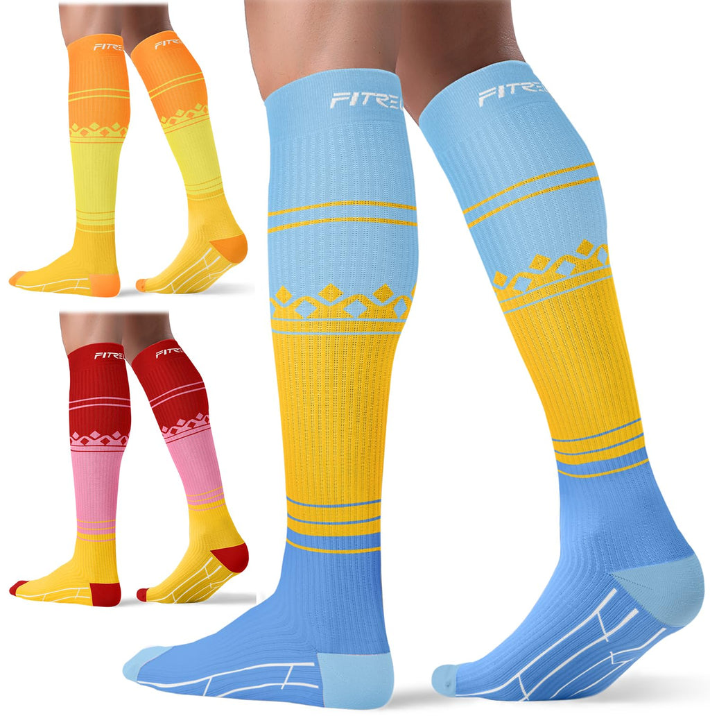 FITRELL 3 Pairs Compression Socks for Women and Men 20-30mmHg-Circulation Support Socks Jansha Store