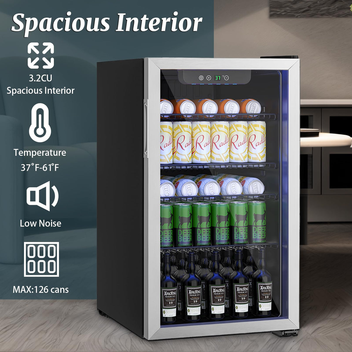 DOGHLY 1.7 Cu.ft Mini Fridge Glass Door, 72 Cans Beverage Refrigerator Jansha Store