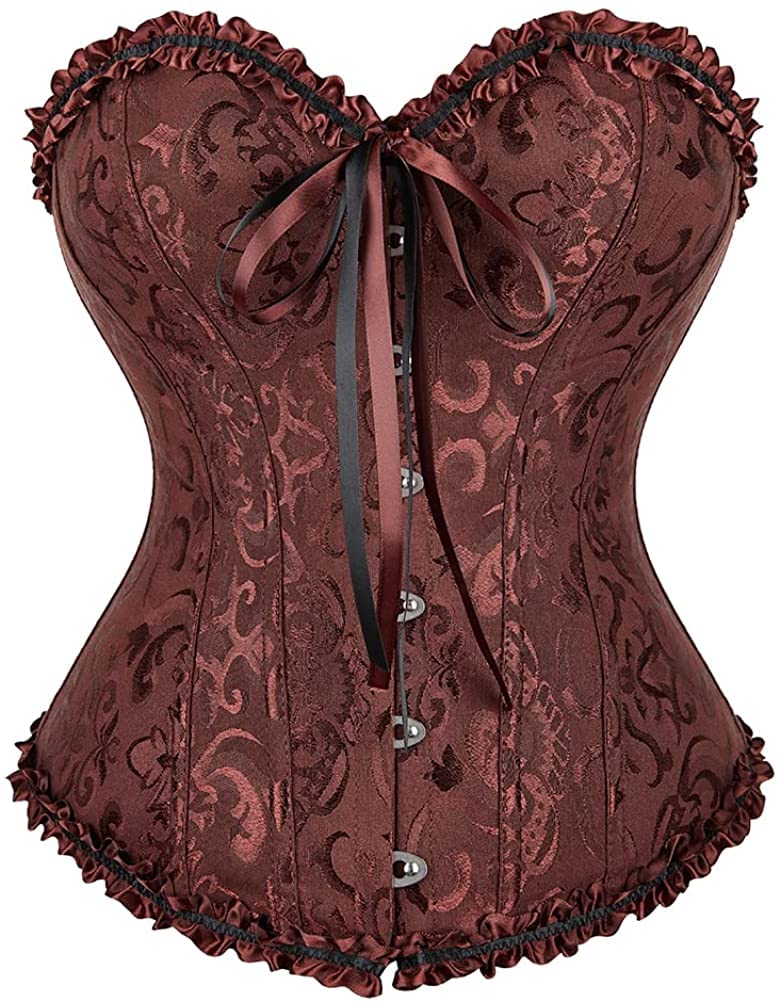 Corset top shown on a hanger against a plain background