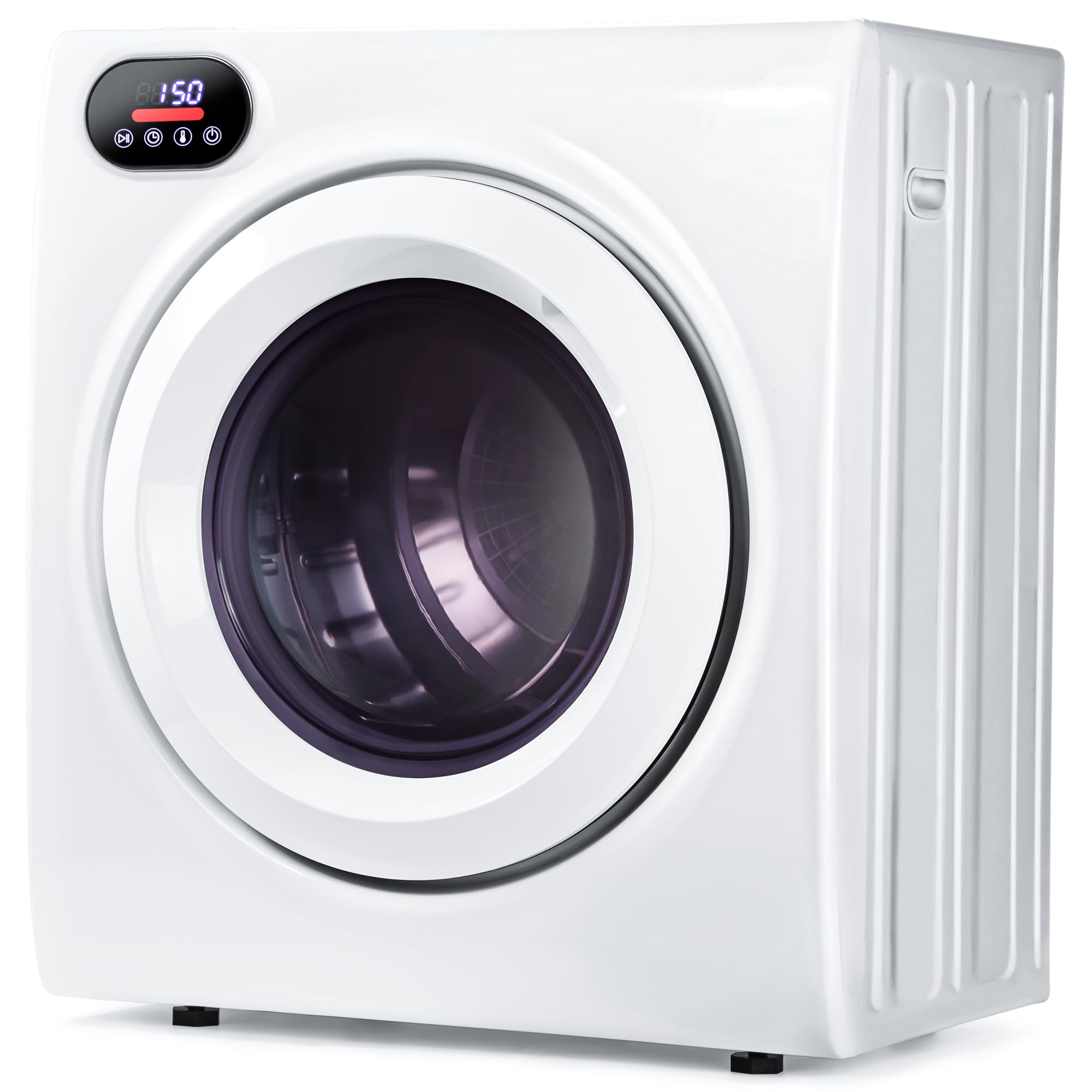 Euhomy Compact Laundry Dryer, 3.5 cu ft Front Load Stainless Steel Clothes Dryers With Exhaust Pipe, 1500W, LCD Control Panel Four-Function Portable Dryer For Apartments, Home, Dorm, White Jansha Store