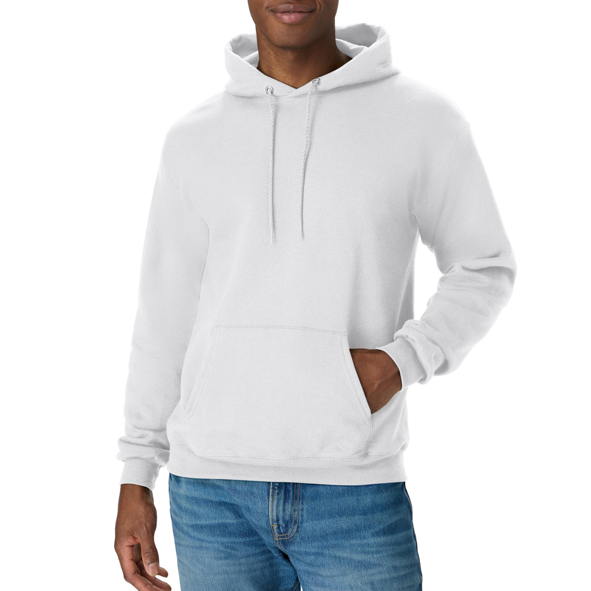 Hoodie sleeve extended to show the ribbed cuff and fabric stretch