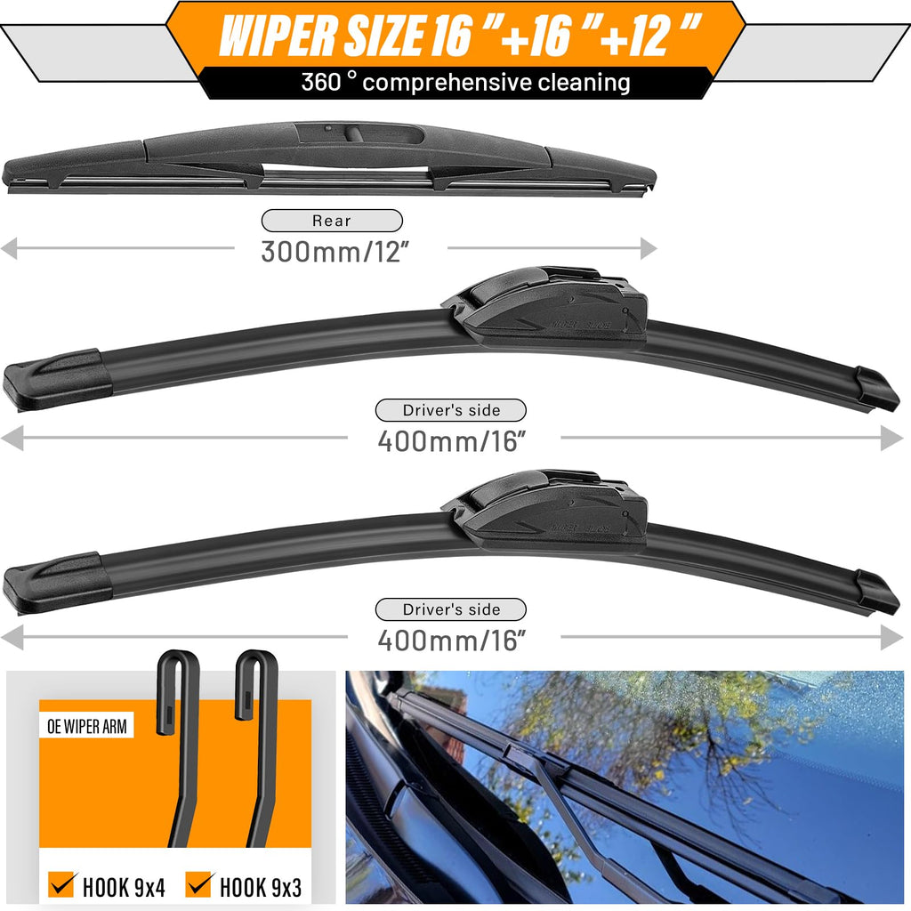 AUTOBOO Windshield Wiper Blade Replacement for Toyota RAV4 Mazda 5 Jansha Store