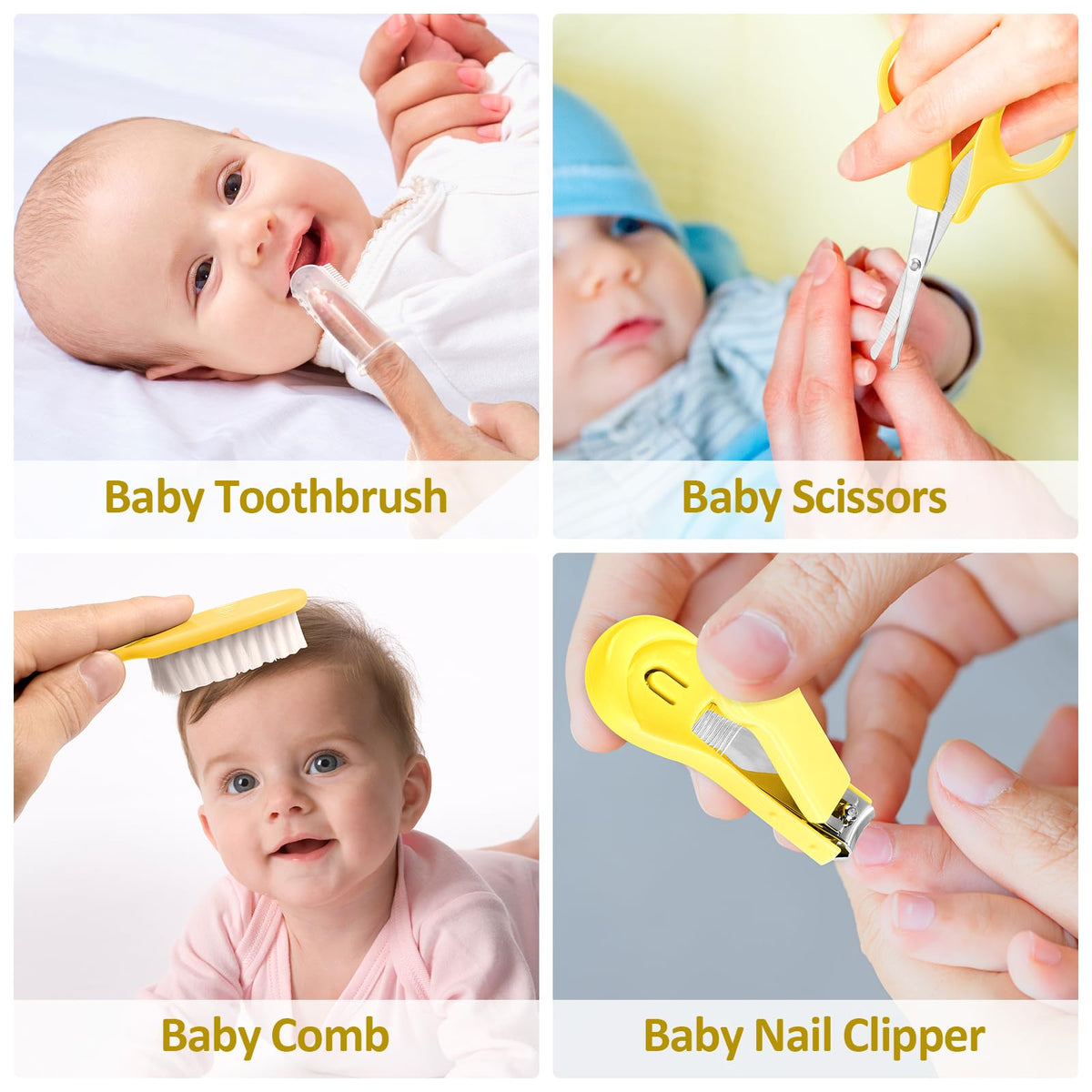 Baby Grooming Kit, Infant Safety Care Set with Hair Brush Comb Nail Clipper Nasal Aspirator,Baby Essentials Kit for Newborn Girls Boys (Grey White) Jansha Store