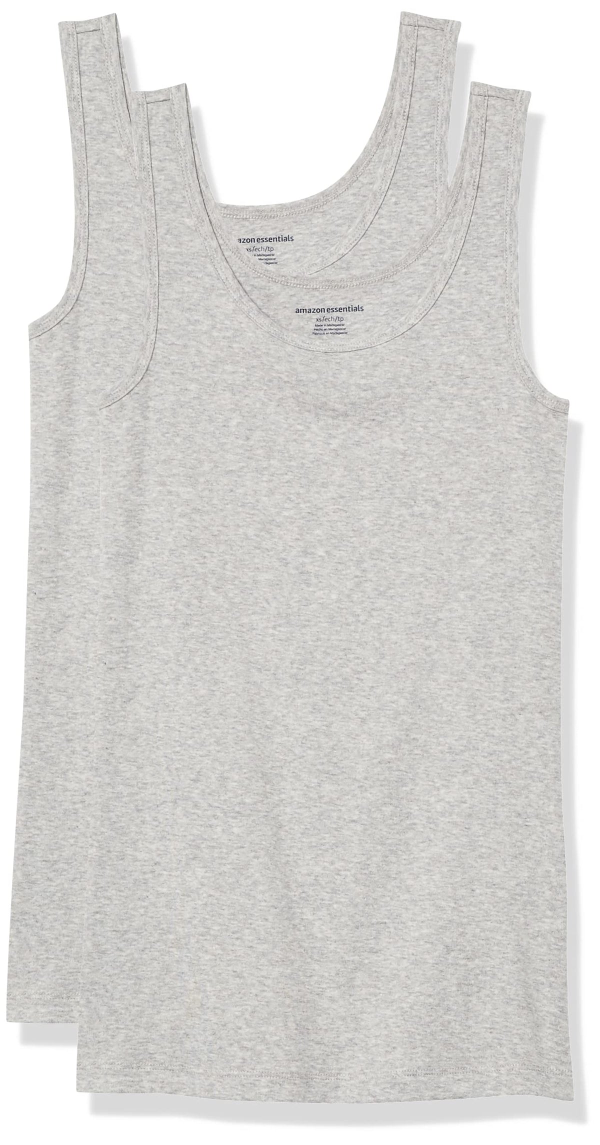 Amazon Essentials Women's Slim-Fit Ribbed Scoop Neck Tank Tops, Pack of 2 Jansha Store