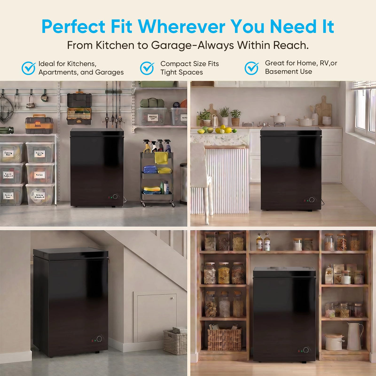 TABU 5.0 Cubic Feet Chest Freezer, Compact Deep Freezer, Black Jansha Store