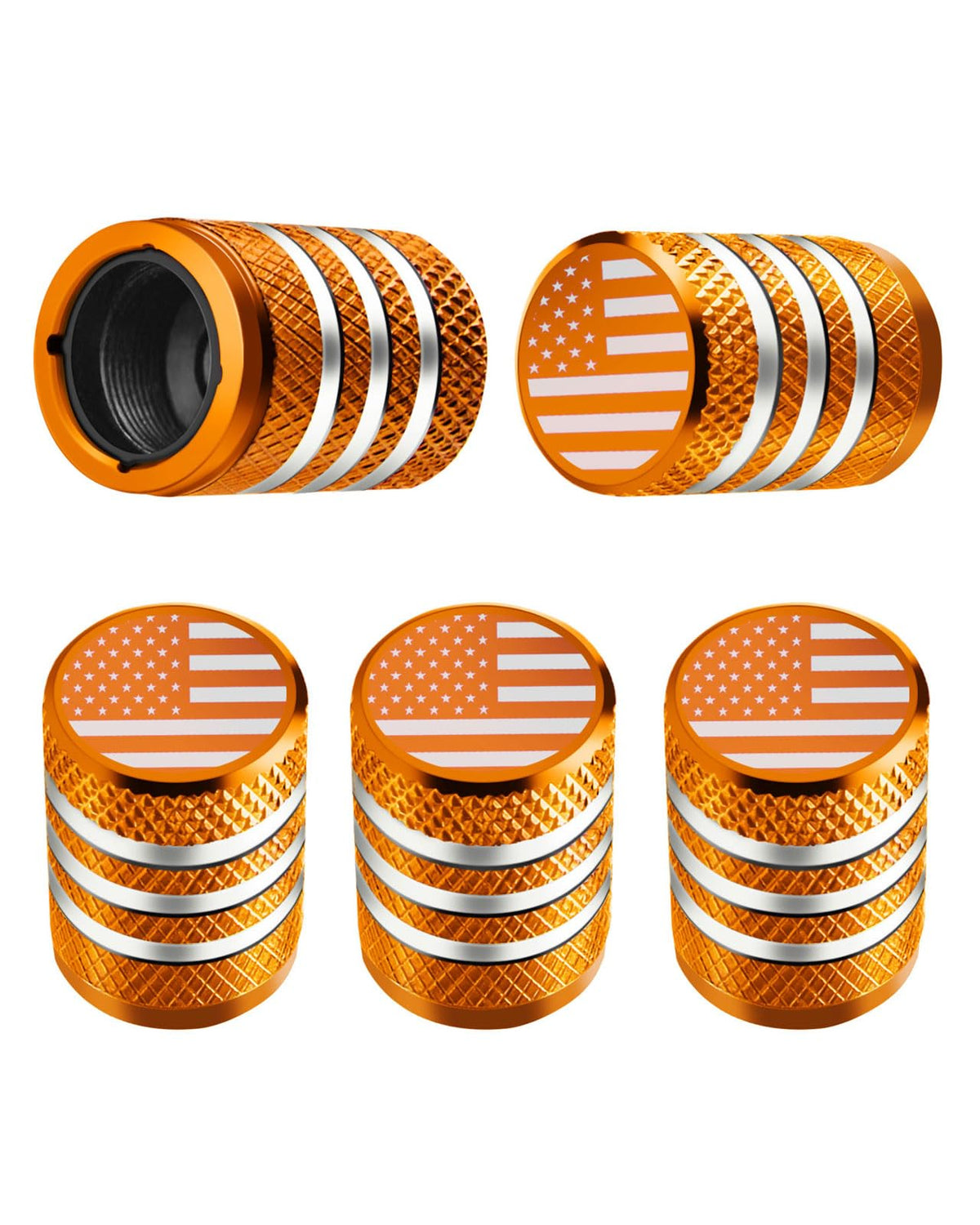 DECURCAR Tire Valve Stem Caps 5 Pack American Flag - Black Jansha Store