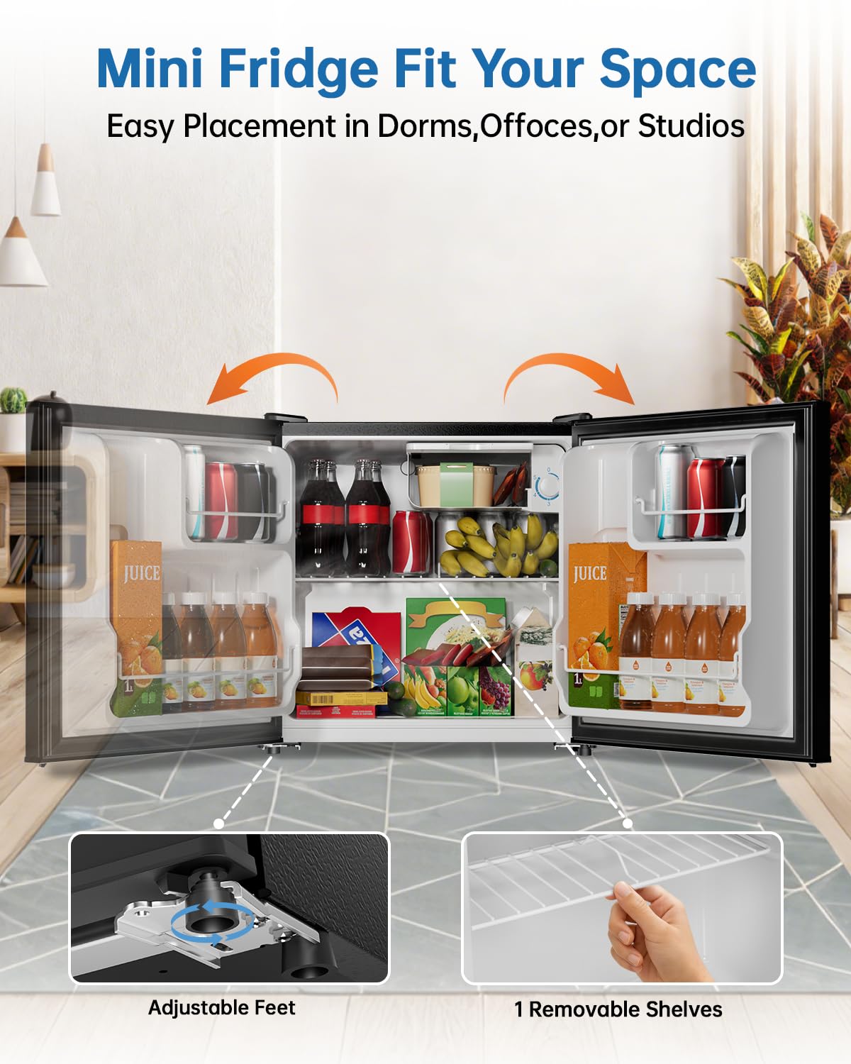 3.2 Cu Ft Mini Fridge with Freezer, Single Door Upright Freezer Jansha Store