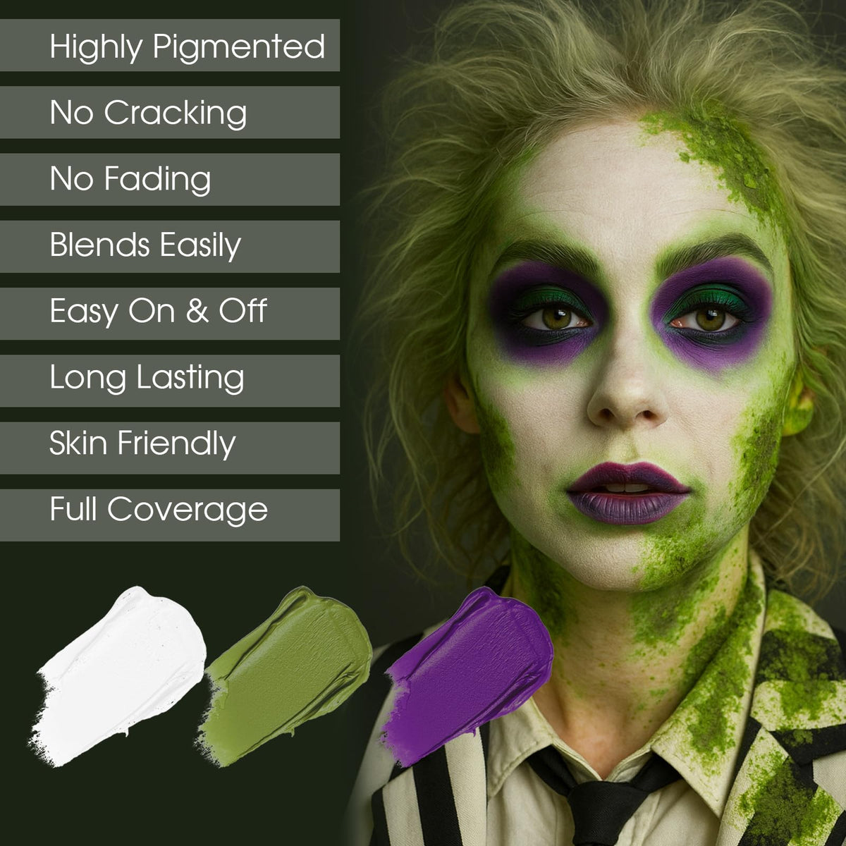 BADCOLOR Black Cream-Blendable Face Body Paint Stick for Adults Children Eye Black Softball Football Baseball Sports , Non-Toxic Hypoallergenic for Halloween SFX Makeup Cosplay Joker Costume Parties Jansha Store