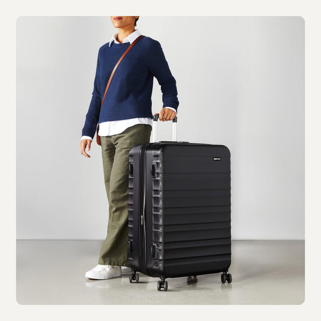 Amazon Basics 3-Piece Hardshell Suitcases Set (21", 26", 30"), Expandable For Up to 25% More Space, With Scratch-Resistant Finish, Four Multi-Directional Wheels, Rose Gold Jansha Store