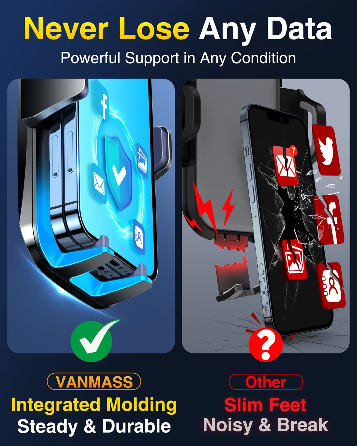 VANMASS【85+LBS Strongest Suction & Military-Grade Ultimate Car Phone Mount【Patent Safety Certs】 Cell Phone Holder for Dash Windshield Vent for iPhone 18 17 Pro Max Automobile Interior Sets, Ink Black Jansha Store