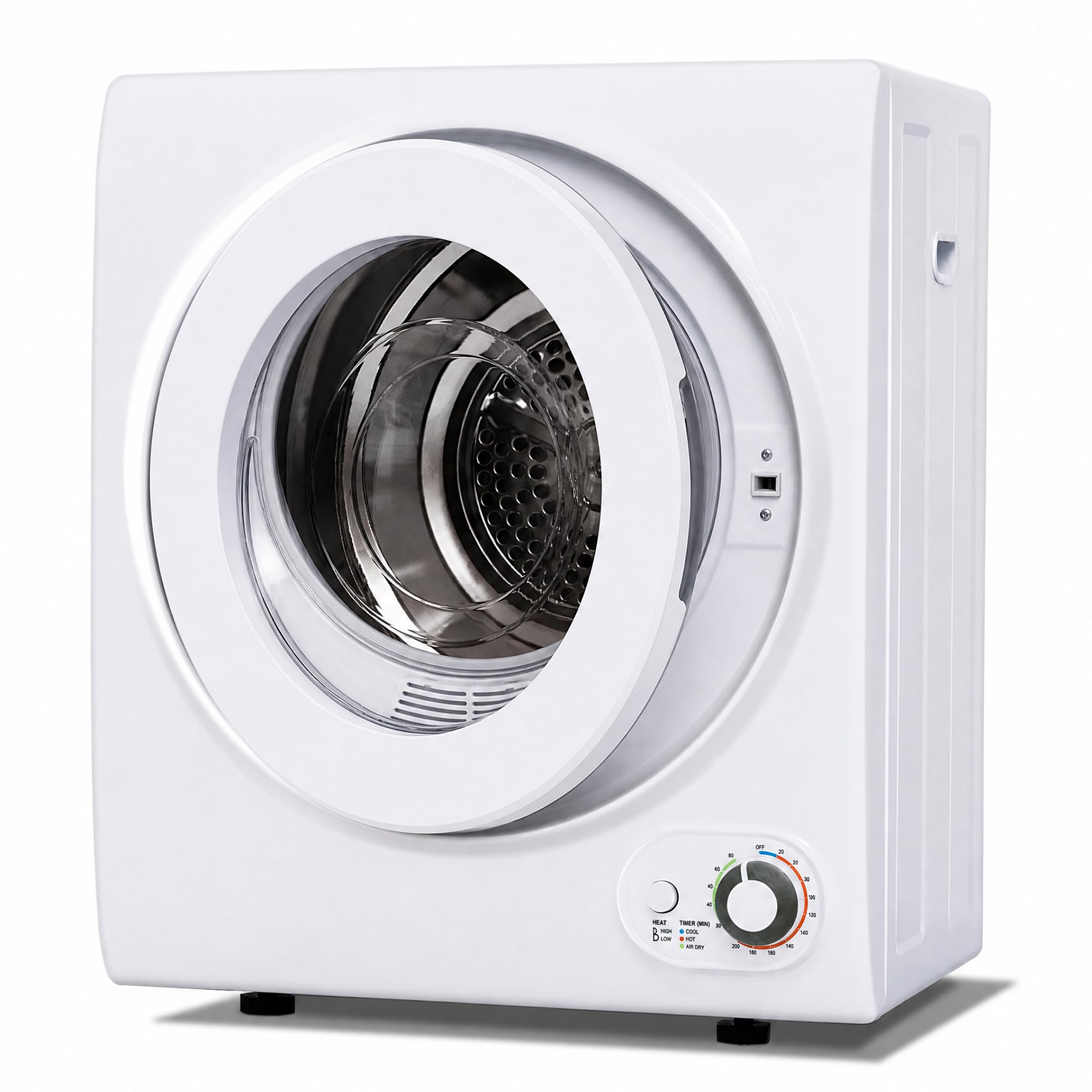 Euhomy Compact Laundry Dryer, 3.5 cu ft Front Load Stainless Steel Clothes Dryers With Exhaust Pipe, 1500W, LCD Control Panel Four-Function Portable Dryer For Apartments, Home, Dorm, White Jansha Store