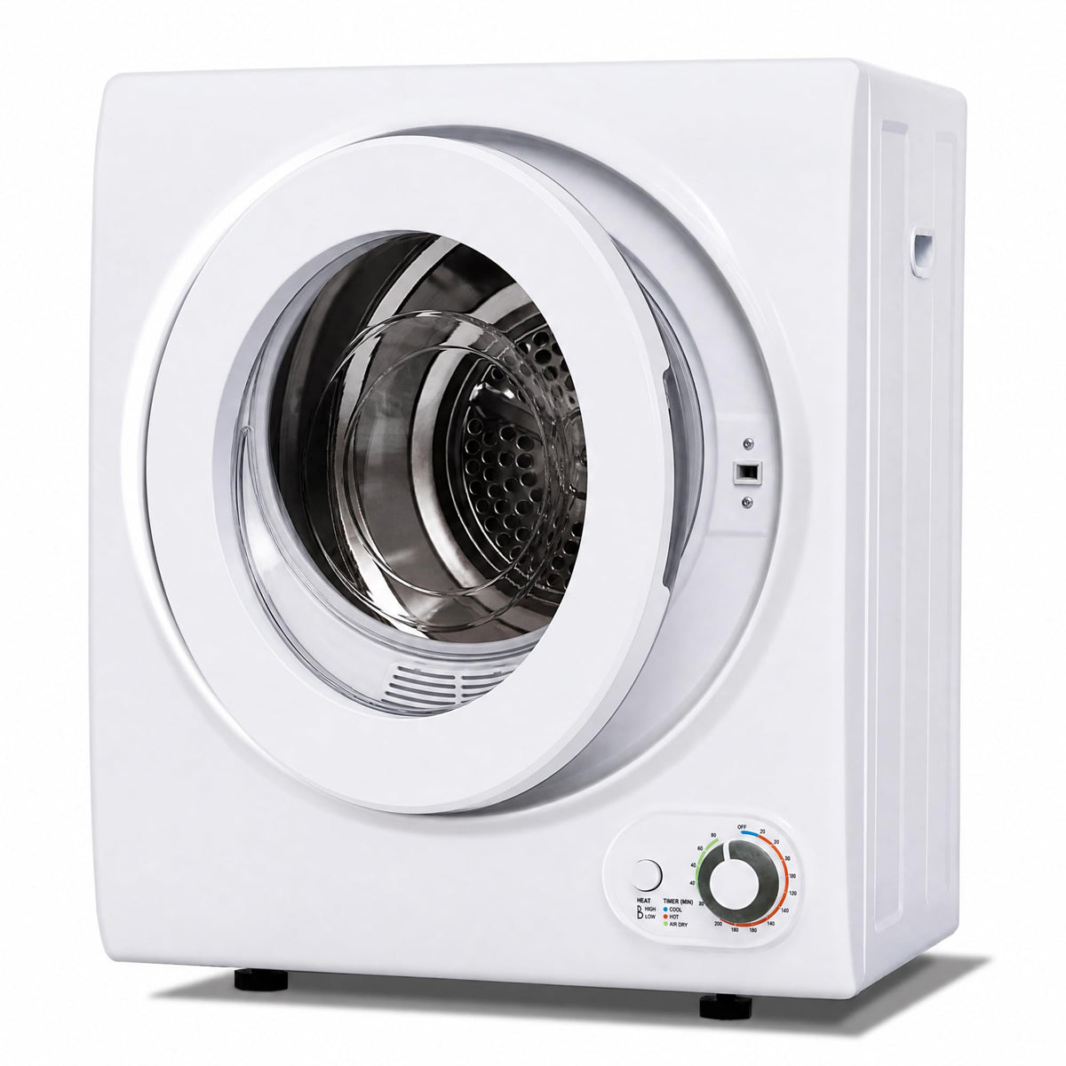 Euhomy Compact Laundry Dryer, 3.5 cu ft Front Load Stainless Steel Clothes Dryers With Exhaust Pipe, 1500W, LCD Control Panel Four-Function Portable Dryer For Apartments, Home, Dorm, White Jansha Store