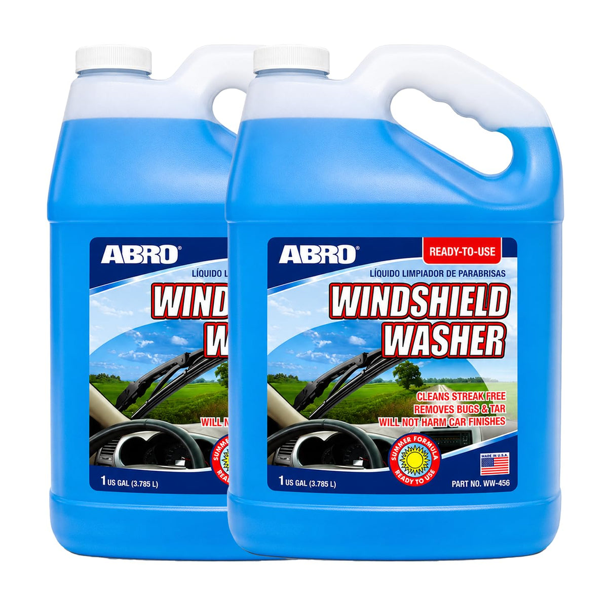 ABRO Windshield Washer Fluid 1 Gallon, Streak-Free Bug Remover, 1 Pack Jansha Store
