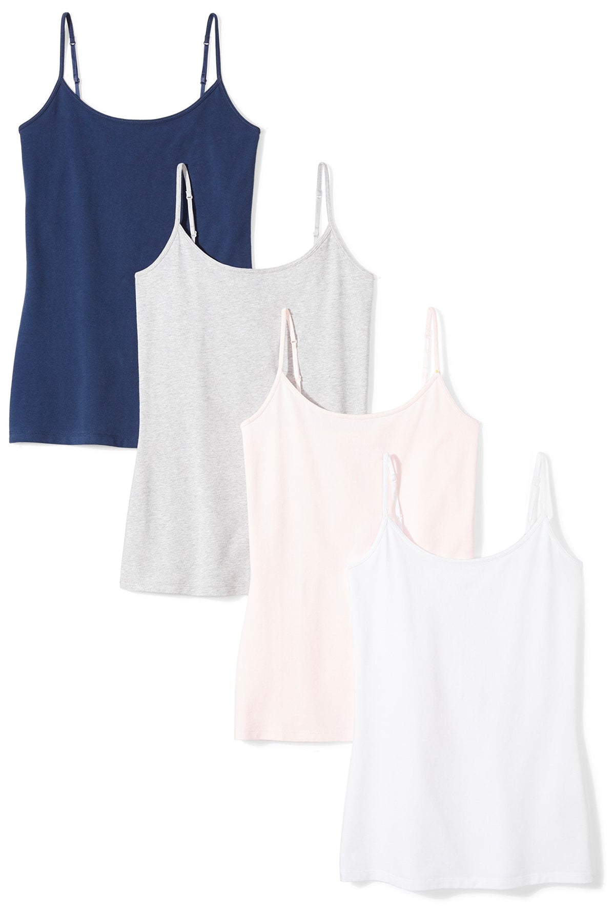 Women's slim-fit camisole in a dark color, front view on a plain background