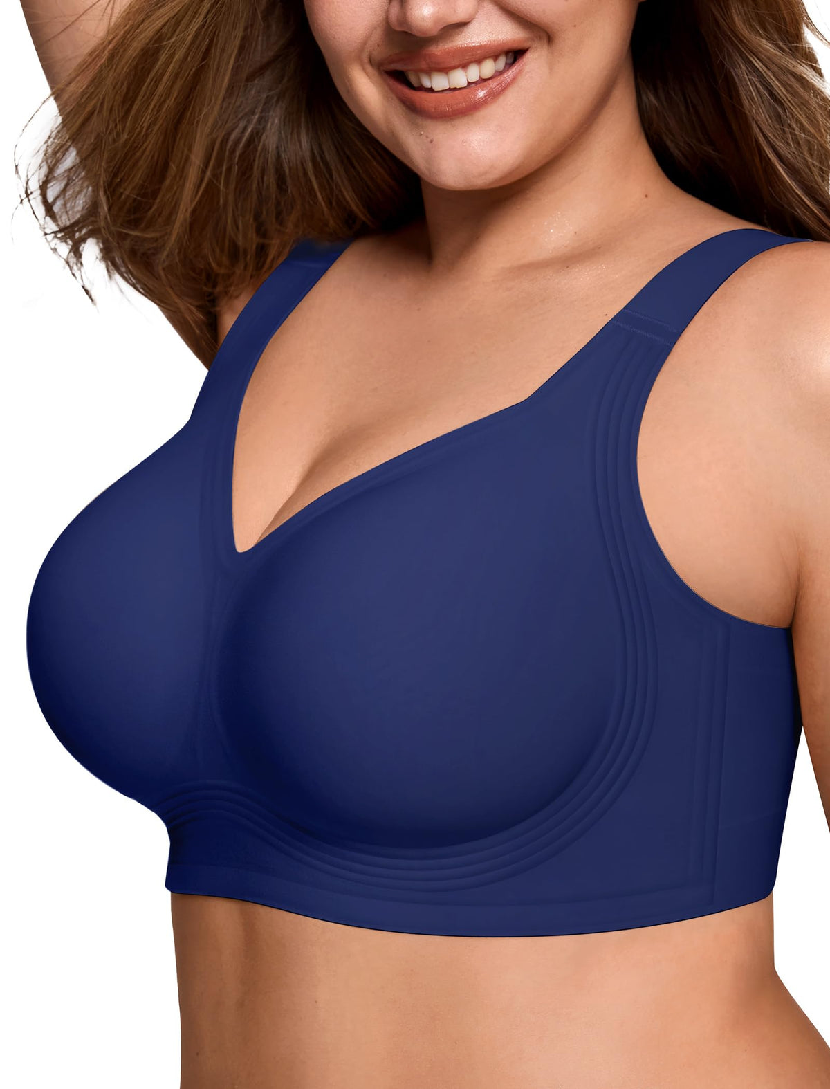 Seamless jelly bra shown from the front with smooth no-underwire cups
