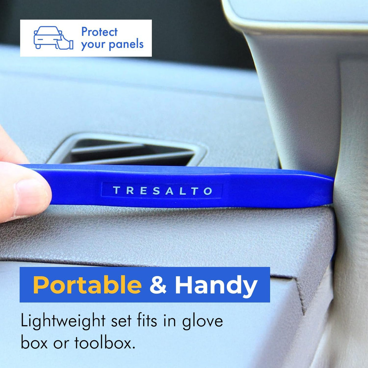 Tresalto Auto Trim Removal Tool Kit - 5 Piece set for Dash, Door Panel, Clip Remover - Scratch-Resist Nylon Pry Tools for Interior Car Trims Work - Panel Prying Tools Included - Blue Jansha Store