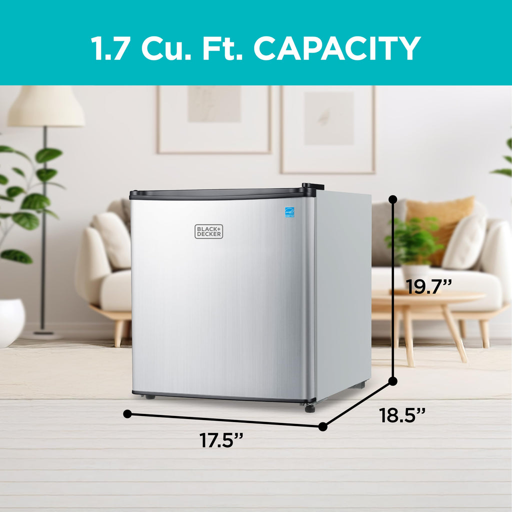 BLACK+DECKER 2.5 Cu. Ft. Compact Refrigerator, BCRK25V, Stainless Look Jansha Store