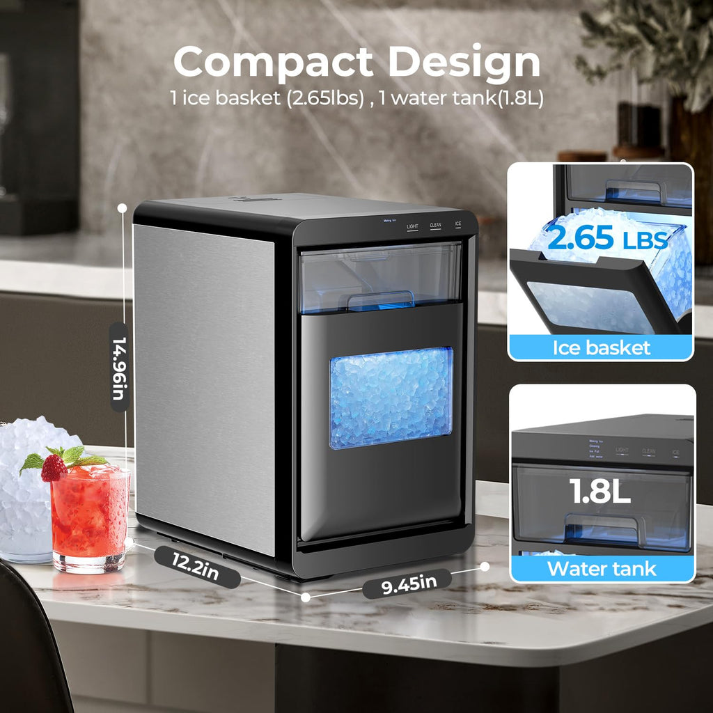 Countertop Ice Maker Machine, 8 Ice Cubes in 6 mins, 26lb/Day Bullet Ice with 2 Sizes- Portable Mini, Energy Saving & Basket/Scoop for Home/Party/Travel/Camping/Bar,Purple Jansha Store